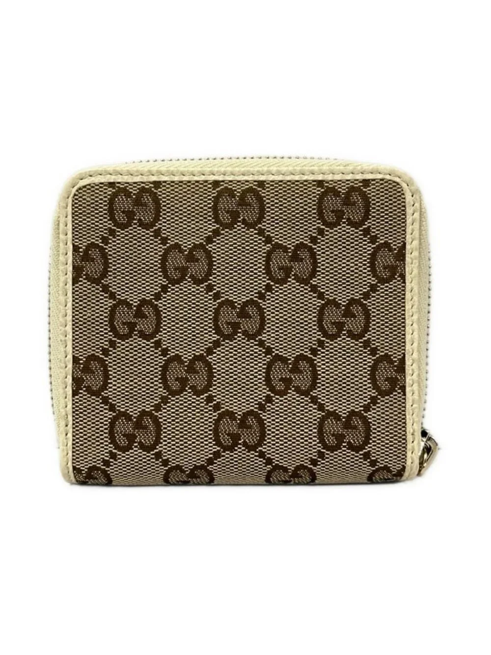 ★SOLD★ Gucci Bifold Wallet GG Pattern Beige Dark Brown Ivory Leather - Picture 2 of 6